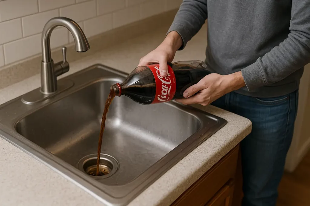 cómo desatascar fregadero con coca cola