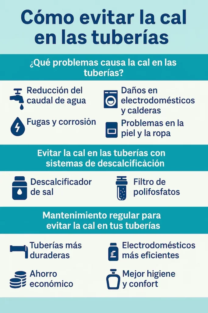 cómo evitar la cal en las tuberías